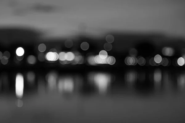 Luces Blanco Negro Bokeh Con Fondo Reflexión — Foto de Stock