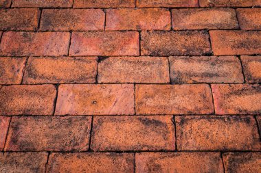 Arka plan için eski zemin kırmızı tuğla duvar dokusu kullanımı