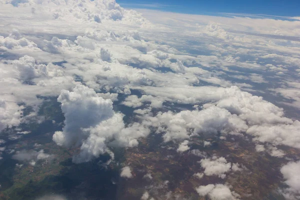 Blue Sky Clouds Shoot Airplan Morning Time — Stock Photo, Image