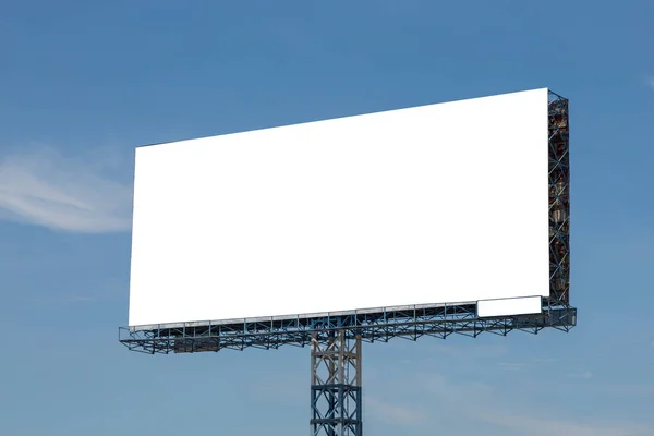White Billboard Blue Sky Clouds Background — Stock Photo, Image