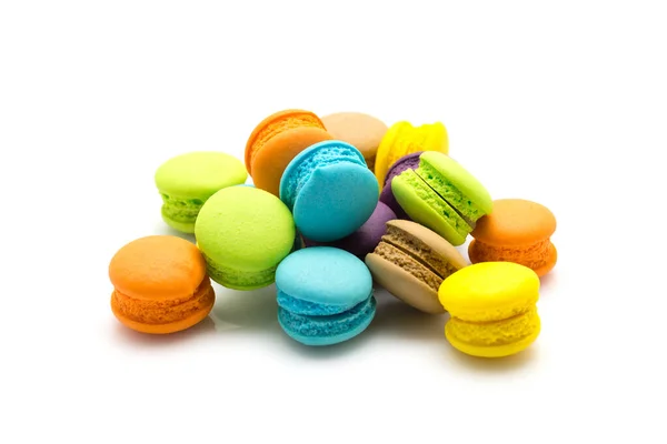 Macaroons Coloridos Doces Isolados Fundo Branco — Fotografia de Stock