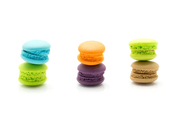 Macaroons Coloridos Doces Isolados Fundo Branco — Fotografia de Stock