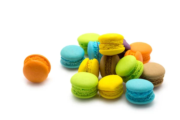 Macaroons Coloridos Doces Isolados Fundo Branco — Fotografia de Stock