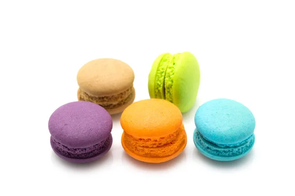 Macaroons Coloridos Doces Isolados Fundo Branco — Fotografia de Stock