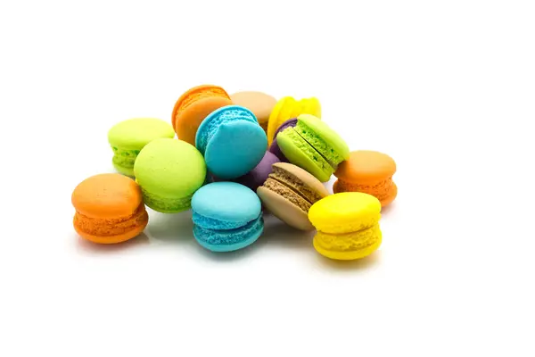 Macaroons Coloridos Doces Isolados Fundo Branco — Fotografia de Stock