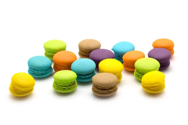 Macaroons Coloridos Doces Isolados Fundo Branco — Fotografia de Stock