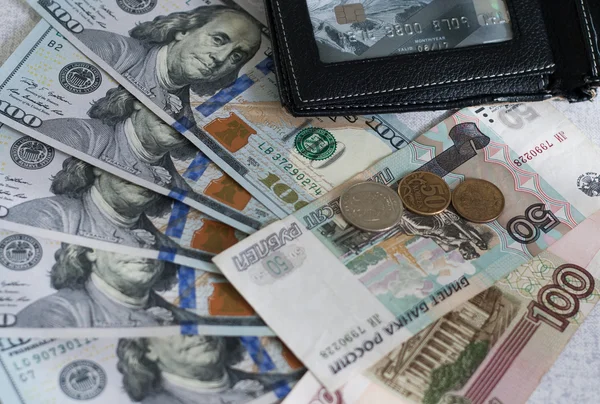 Dollars and russian rubles — Stock Photo, Image