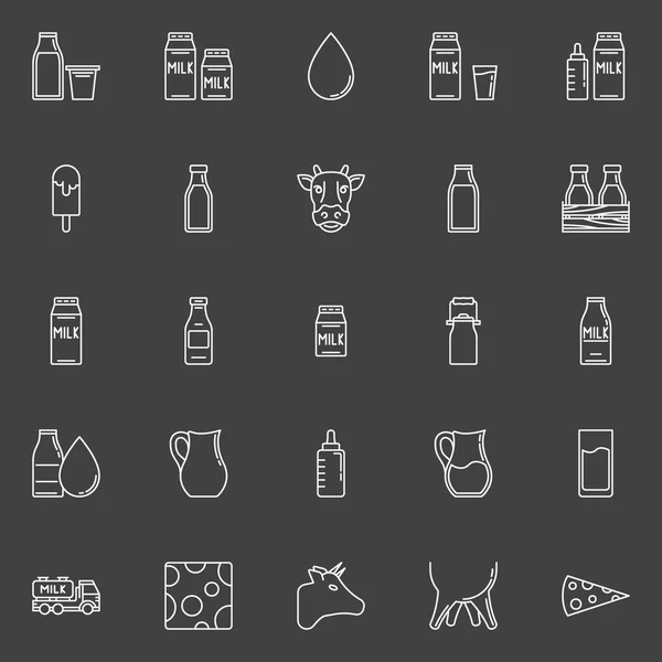 Iconos de línea de leche — Archivo Imágenes Vectoriales