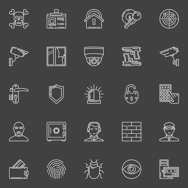 Iconos de línea de seguridad vectorial — Vector de stock