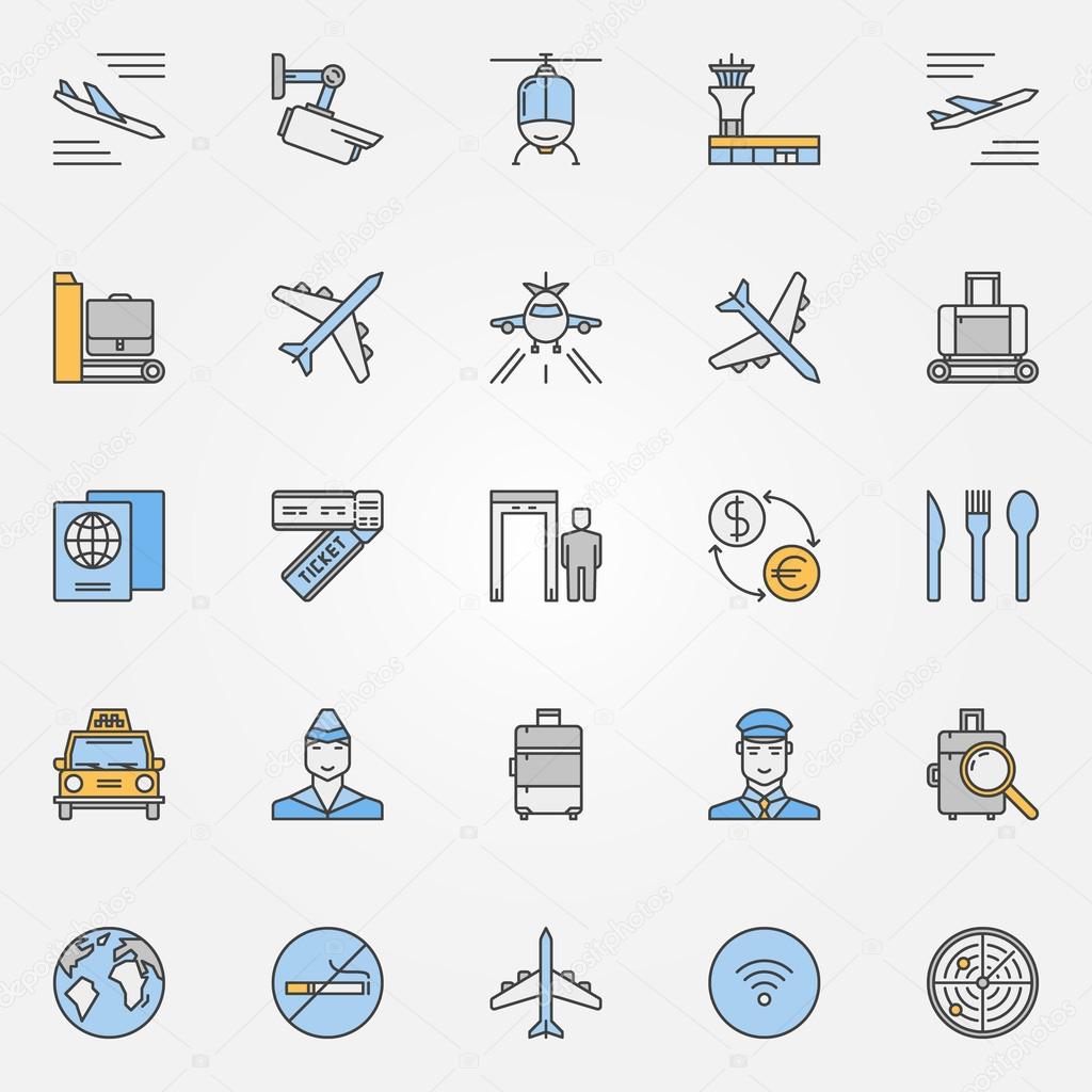 Airport flat icons