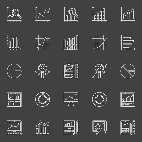 Conjunto de iconos blancos de análisis de datos — Vector de stock