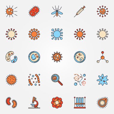 Vector virus colorful icons clipart