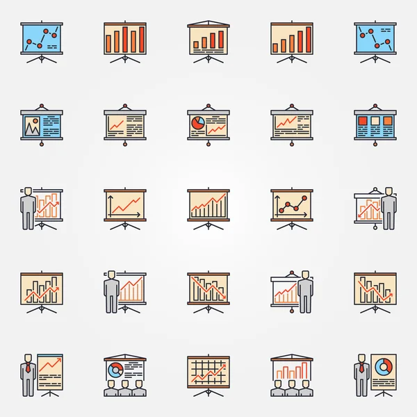 Iconos de presentación de gráficos comerciales — Vector de stock