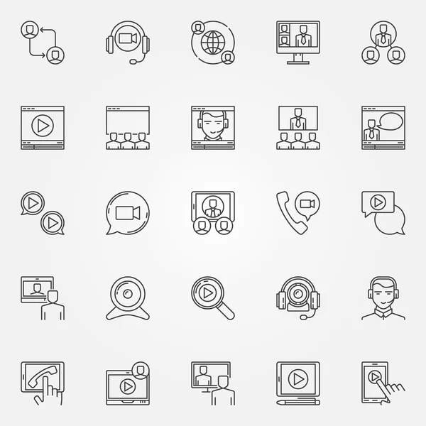 Conjunto de iconos de videoconferencia — Vector de stock