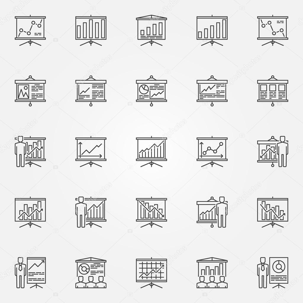 Business presentation with diagrams icons