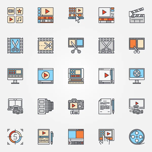 Conjunto de ícones de produção de vídeo — Vetor de Stock