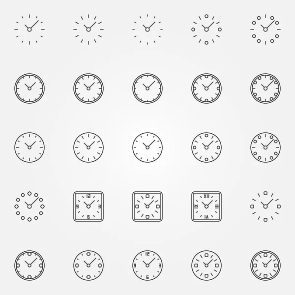 Icônes d'horloge ensemble — Image vectorielle