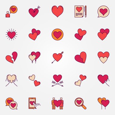 Renkli heart Icons set