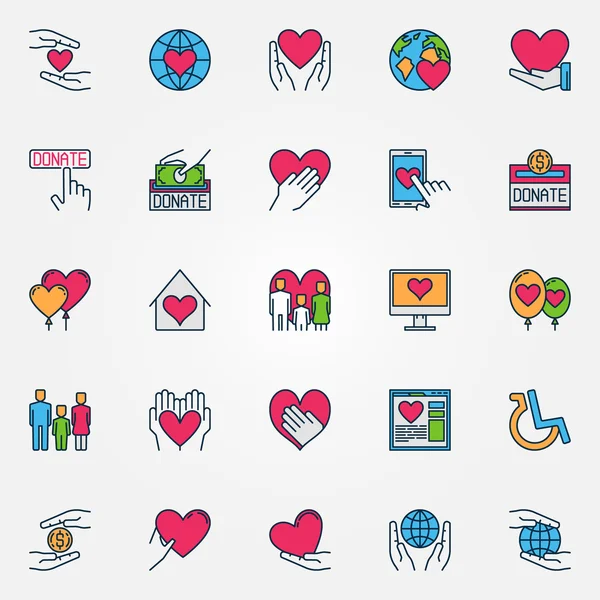 Colorful support and care icons — Stock Vector