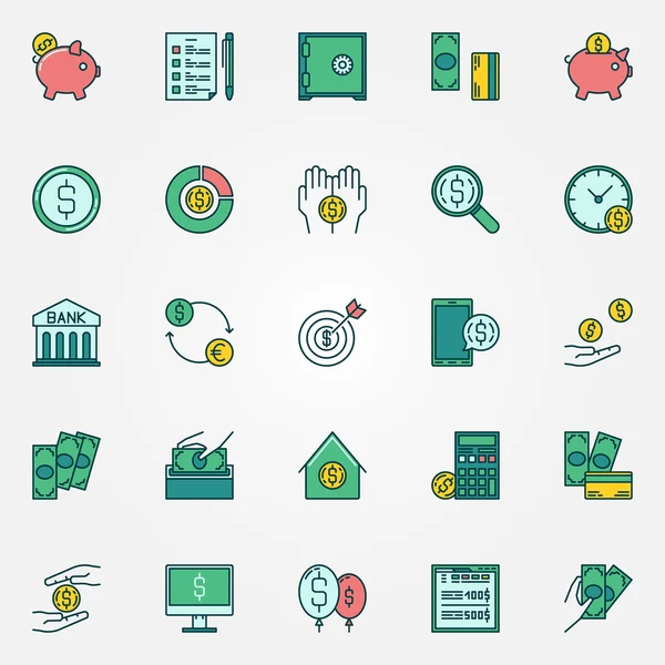 Iconos de vector de finanzas planas — Archivo Imágenes Vectoriales