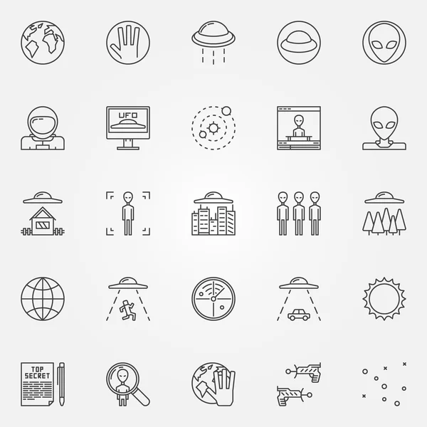 UFO and alien icons set — Stock Vector