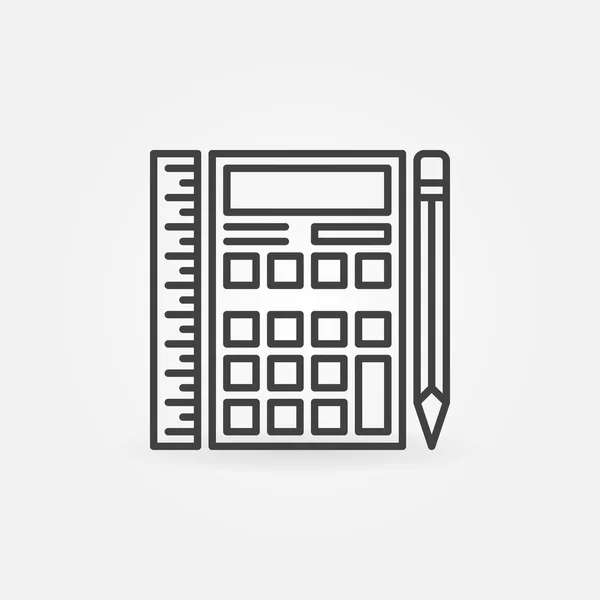 Calculator with ruler and pencil — Stock Vector