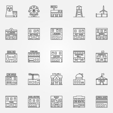 City buildings icon vector set clipart