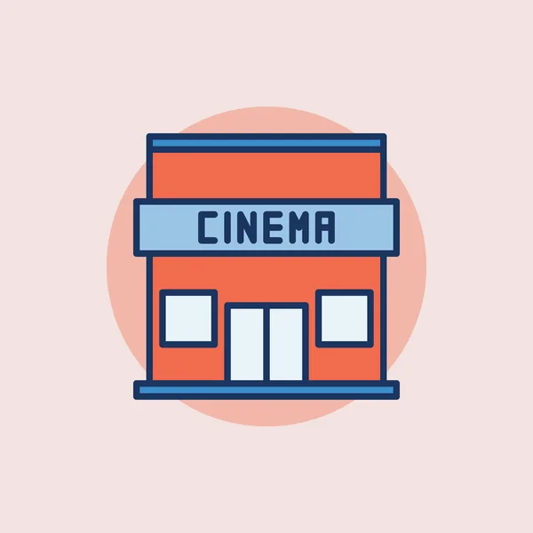 Edificio de cine icono plano — Vector de stock