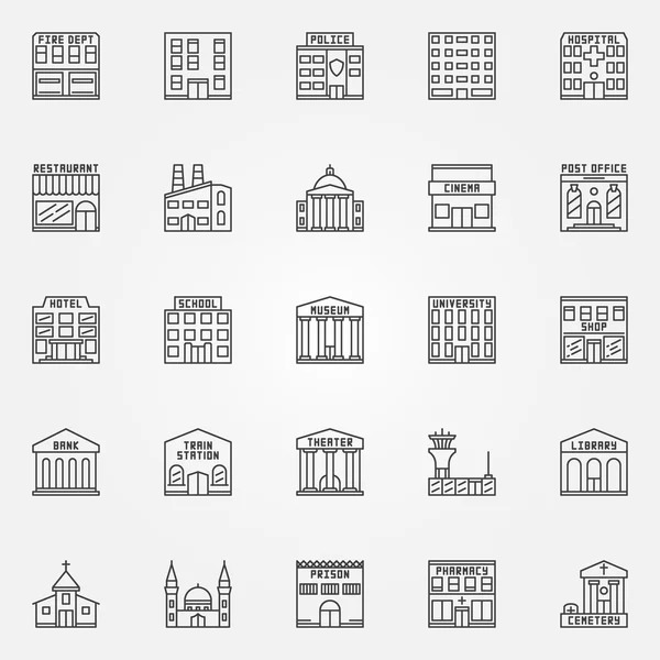 Building line vector icons — Stock Vector