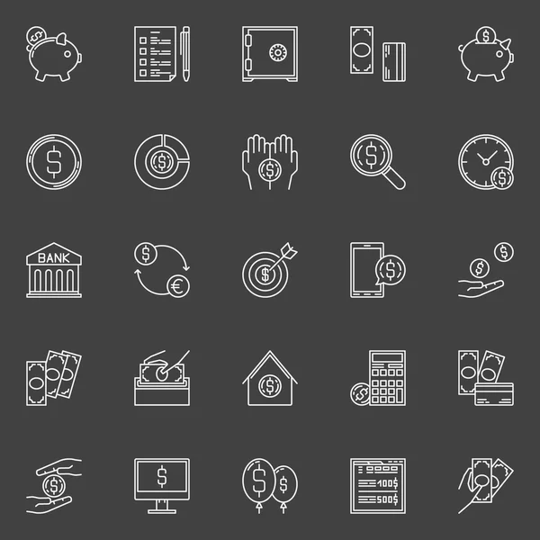 Money economy line icons — Stock Vector