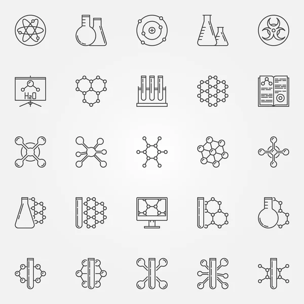 Chemistry line icons set — Stock Vector