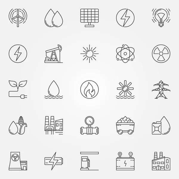 Conjunto de vectores iconos de energía — Vector de stock