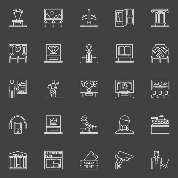 Museum lineaire icons set — Stockvector