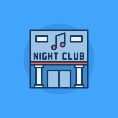 Gece kulübü binası düz simgesi