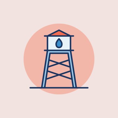 su kulesi düz simgesi