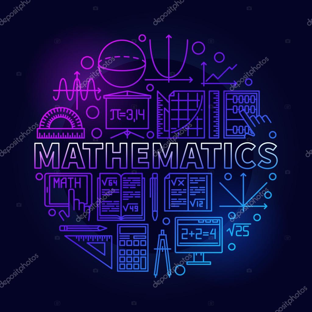 Math linear symbol. Vector bright round school education mathematical symbol or circle background design