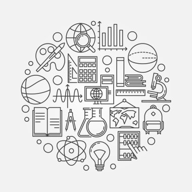 Çalışma ve öğrenme illüstrasyon yuvarlak