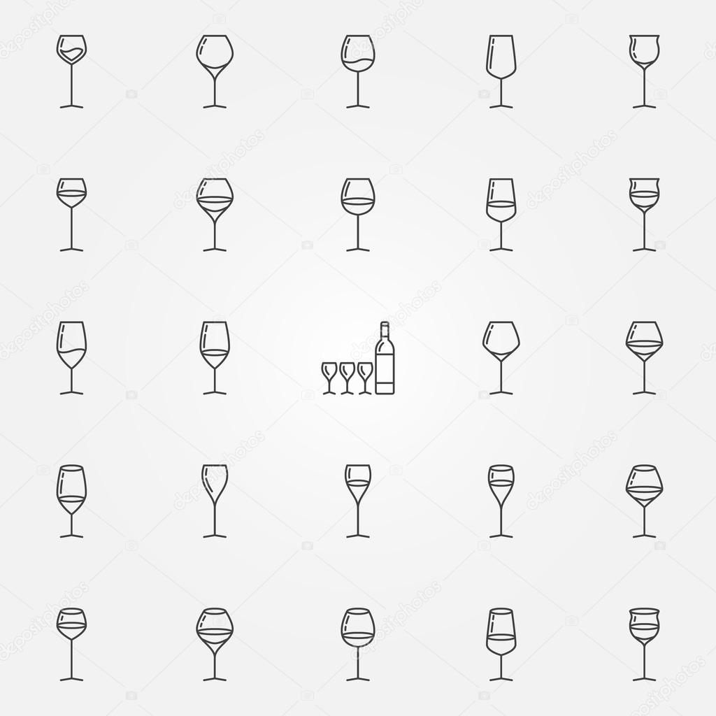 Wine glasses icons set