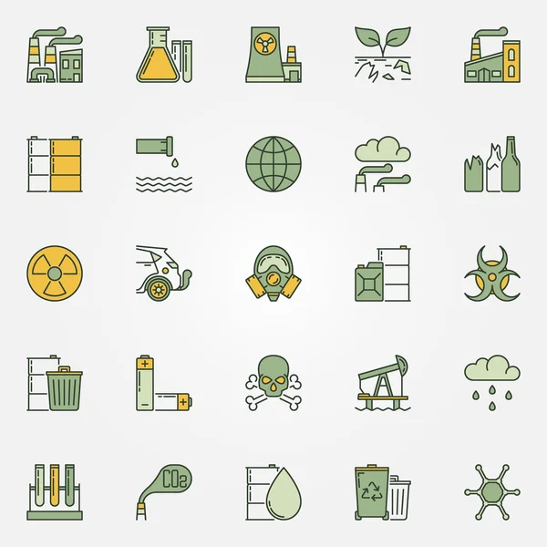 Colorful pollution icons Stock Vector