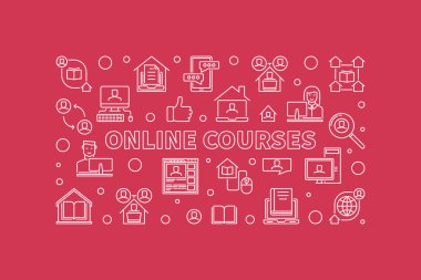 Çevrimiçi Kurslar ana hatlı vektör kavramı yatay illüstrasyon