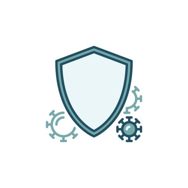 Bakteri renkli simge ile kalkan - Antibakteriyel Koruma işareti