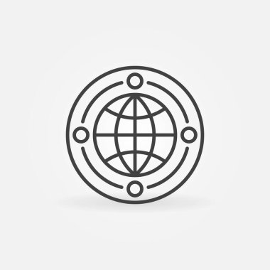 Çember vektör kavramına sahip Dünya Küresi en az dış hat simgesi