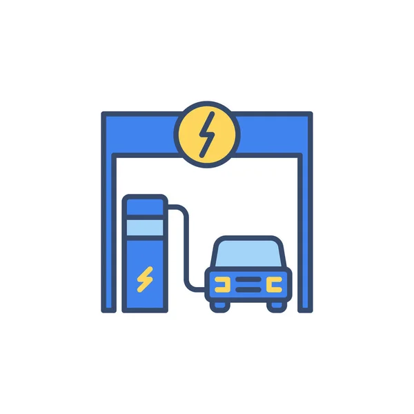 EV Charging an der Ladestation Vektor farbiges Symbol — Stockvektor