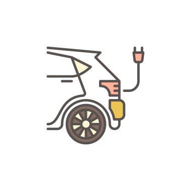 Güç Eklentisi vektör renkli simgeye sahip elektrikli araç