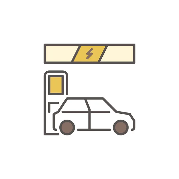EV a Charging Station concetto vettoriale icona colorata — Vettoriale Stock