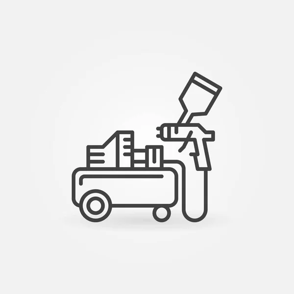 Air Compressor with Spray Gun outline vector icon — стоковий вектор