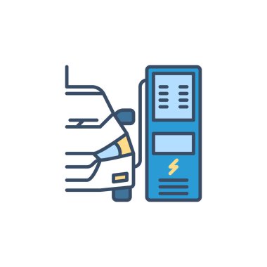 Şarj Noktası vektör renkli simgede elektrikli araba