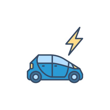 Elektrikli Araba ve Şimşek vektör konsepti renkli simge