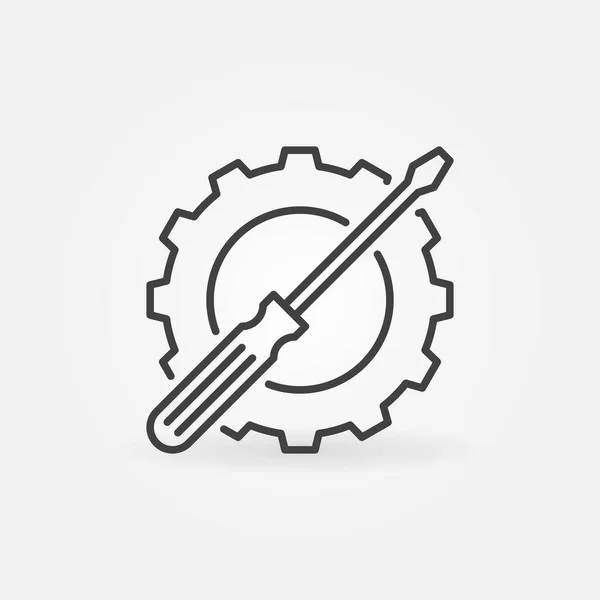 Schroevendraaier met Gear outline icoon. Setup vector symbool — Stockvector