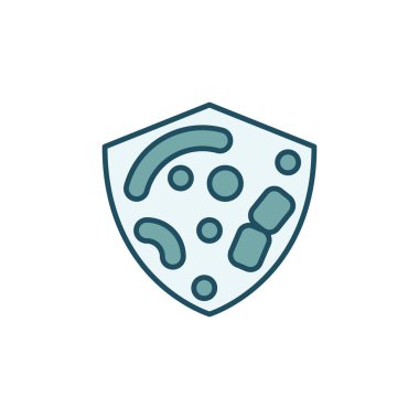 Kalkan vektör renkli simge içindeki bakteri ve mikroplar